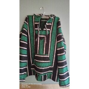 Striped Baja Hoodie Green Black White‎ Drug Rug Pullover